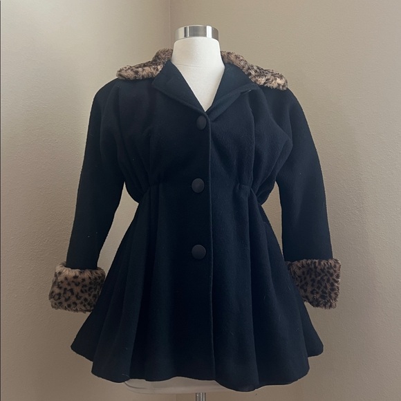 1990’s Faux Fur Collar and Sleeves Black Coat
